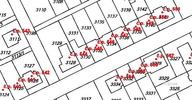 Záběhlice 546, Praha na parcele st. 3132 v KÚ Záběhlice, Katastrální mapa