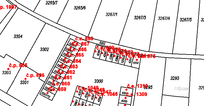 Kuřim 870 na parcele st. 4250 v KÚ Kuřim, Katastrální mapa