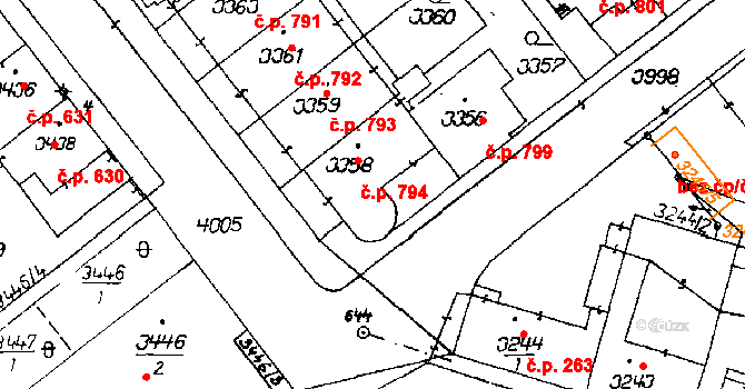 Poděbrady III 794, Poděbrady na parcele st. 3358 v KÚ Poděbrady, Katastrální mapa