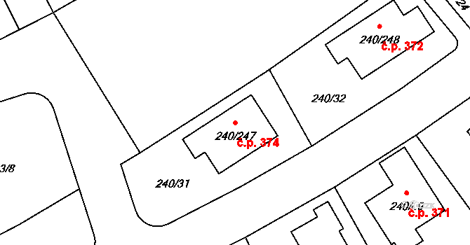 Boršov nad Vltavou 374 na parcele st. 240/247 v KÚ Boršov nad Vltavou, Katastrální mapa