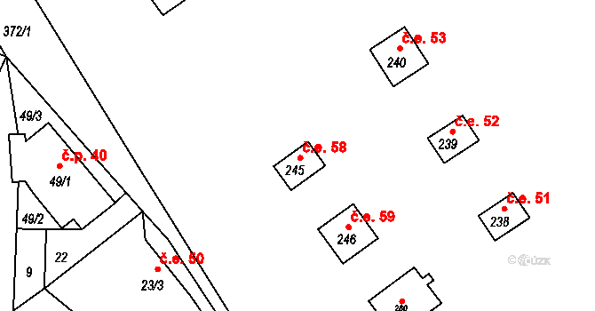 Vikletice 58, Chbany na parcele st. 245 v KÚ Vikletice, Katastrální mapa