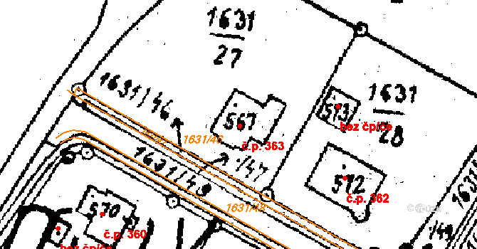 Horní Štěpánov 363 na parcele st. 567 v KÚ Horní Štěpánov, Katastrální mapa