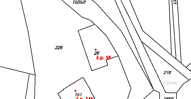 Rožmitál 16, Broumov na parcele st. 26 v KÚ Rožmitál, Katastrální mapa
