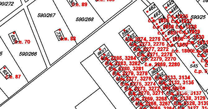 Mladcová 3282,3283, Zlín na parcele st. 661/2 v KÚ Mladcová, Katastrální mapa