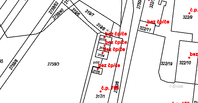 Turnov 38877163 na parcele st. 317/4 v KÚ Turnov, Katastrální mapa