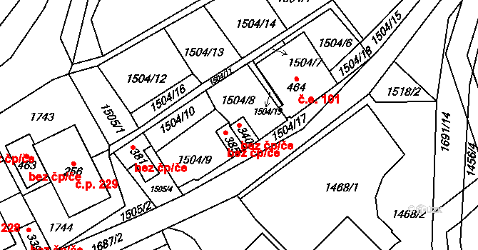 Rybník 39421163 na parcele st. 340 v KÚ Rybník u České Třebové, Katastrální mapa