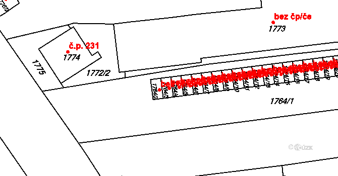 Jaroměř 40091163 na parcele st. 1764/3 v KÚ Jaroměř, Katastrální mapa