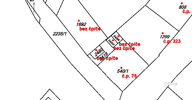 Trutnov 41810163 na parcele st. 2480 v KÚ Trutnov, Katastrální mapa