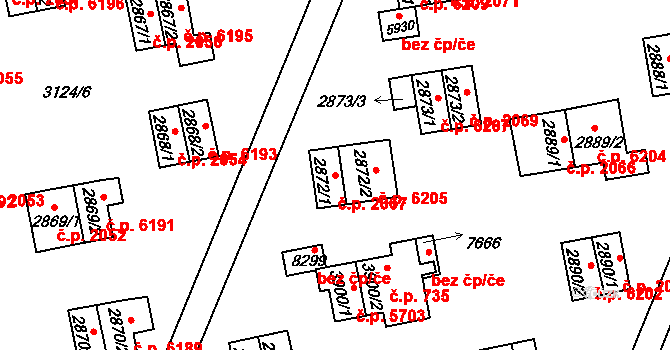 Zlín 2067 na parcele st. 2872/1 v KÚ Zlín, Katastrální mapa