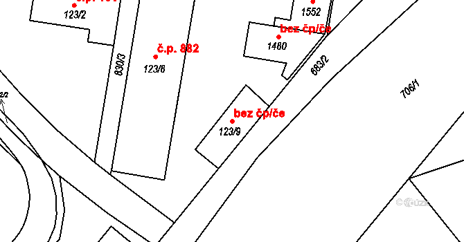 Slatiňany 42811163 na parcele st. 123/9 v KÚ Slatiňany, Katastrální mapa