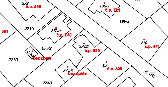 Štěpánkovice 529 na parcele st. 274/2 v KÚ Štěpánkovice, Katastrální mapa