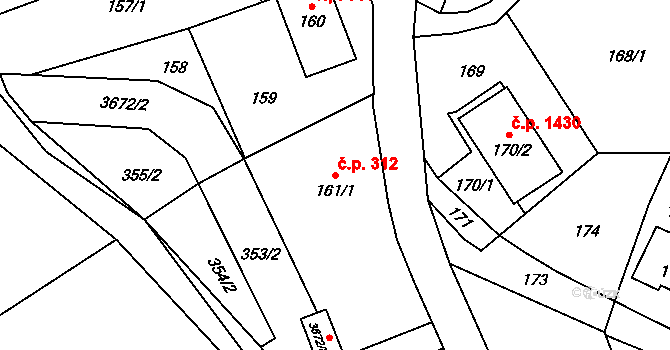 Ludgeřovice 312 na parcele st. 161/1 v KÚ Ludgeřovice, Katastrální mapa