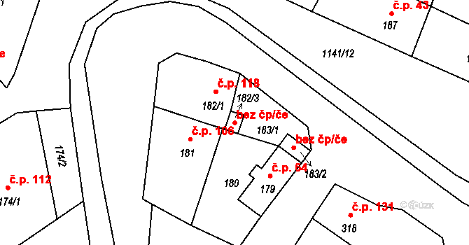 Štěnovice 46265163 na parcele st. 182/3 v KÚ Štěnovice, Katastrální mapa
