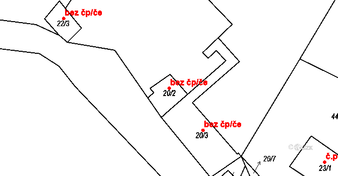 Mladá Vožice 47405163 na parcele st. 20/2 v KÚ Radvanov u Mladé Vožice, Katastrální mapa