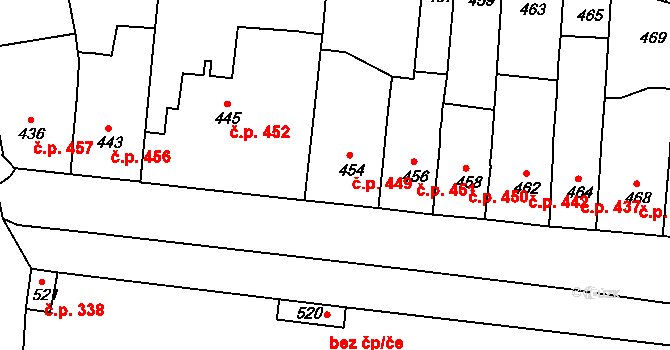 Bučovice 449 na parcele st. 454 v KÚ Bučovice, Katastrální mapa