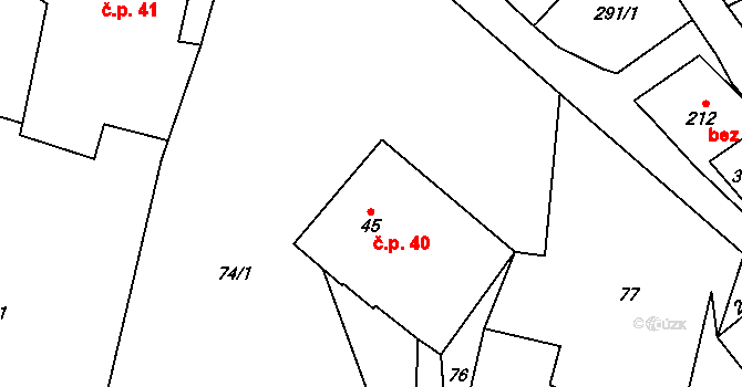 Česká Rybná 40, Proseč na parcele st. 45 v KÚ Česká Rybná, Katastrální mapa