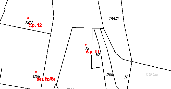 Jarotice 11, Mirotice na parcele st. 13 v KÚ Jarotice, Katastrální mapa