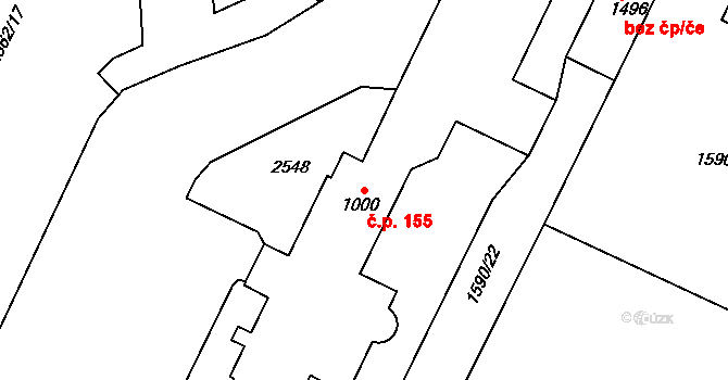 Sušice III 155, Sušice na parcele st. 1000 v KÚ Sušice nad Otavou, Katastrální mapa