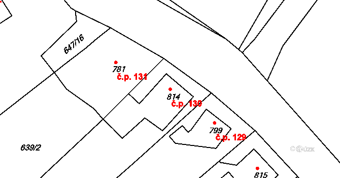 Olivětín 130, Broumov na parcele st. 814 v KÚ Broumov, Katastrální mapa