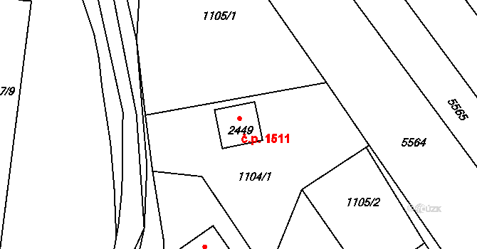 Rosice 1511 na parcele st. 2449 v KÚ Rosice u Brna, Katastrální mapa