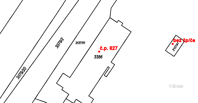 Svinov 827, Ostrava na parcele st. 3386 v KÚ Svinov, Katastrální mapa