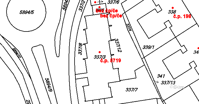 Jihlava 5719 na parcele st. 337/3 v KÚ Jihlava, Katastrální mapa