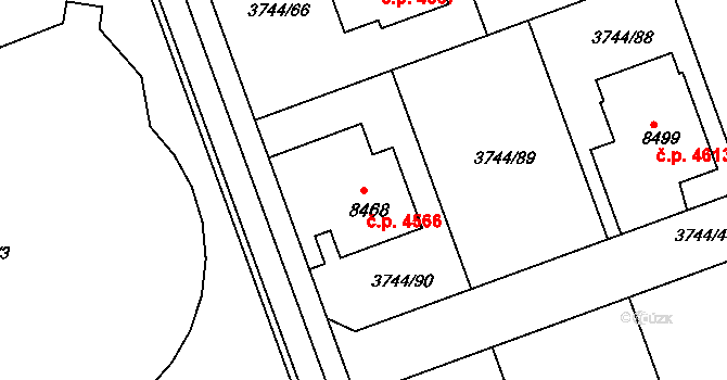 Kroměříž 4566 na parcele st. 8468 v KÚ Kroměříž, Katastrální mapa