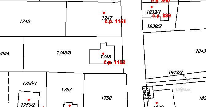 Vejprty 1152 na parcele st. 1748 v KÚ Vejprty, Katastrální mapa