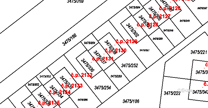Úvaly 2130 na parcele st. 3475/337 v KÚ Úvaly u Prahy, Katastrální mapa