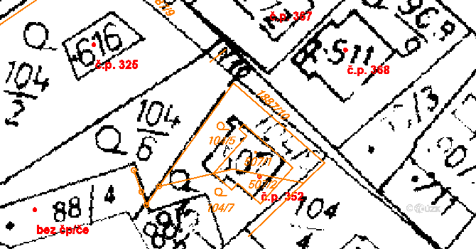Přerov nad Labem 352 na parcele st. 507/1 v KÚ Přerov nad Labem, Katastrální mapa