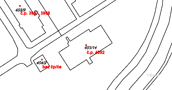 Mšeno nad Nisou 4092, Jablonec nad Nisou na parcele st. 403/14 v KÚ Mšeno nad Nisou, Katastrální mapa