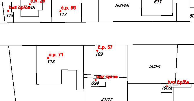 Sedlčánky 57, Čelákovice na parcele st. 109 v KÚ Sedlčánky, Katastrální mapa