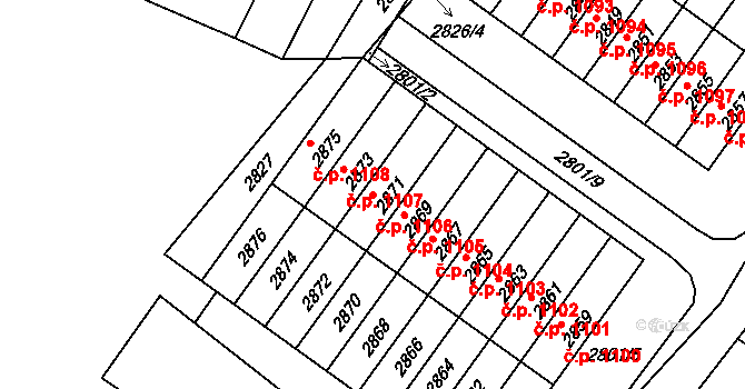 Rýmařov 1106 na parcele st. 2871 v KÚ Rýmařov, Katastrální mapa