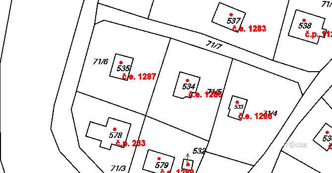 Ládví 1286, Kamenice na parcele st. 534 v KÚ Ládví, Katastrální mapa