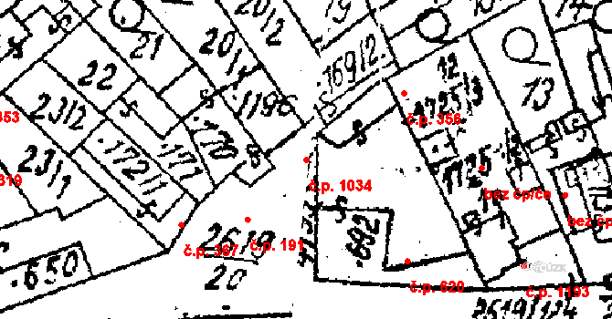 Lanžhot 1034 na parcele st. 1196 v KÚ Lanžhot, Katastrální mapa