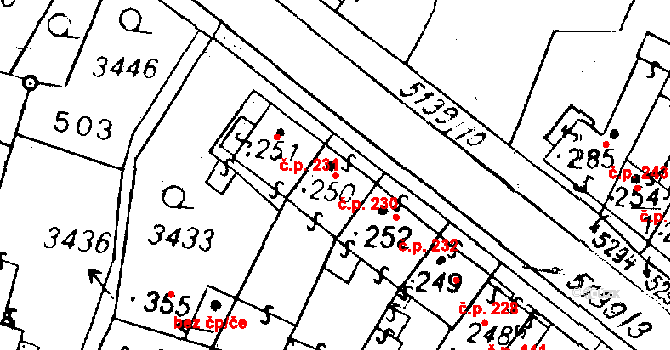 Černošín 230 na parcele st. 250 v KÚ Černošín, Katastrální mapa