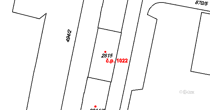 Horka-Domky 1022, Třebíč na parcele st. 2815 v KÚ Třebíč, Katastrální mapa