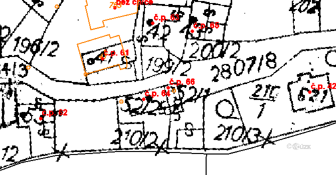 Jaroměřice 66 na parcele st. 52/1 v KÚ Jaroměřice, Katastrální mapa