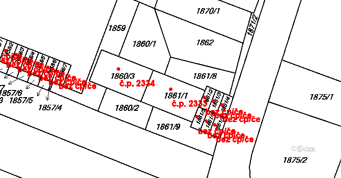 Frýdek 2333, Frýdek-Místek na parcele st. 1861/1 v KÚ Frýdek, Katastrální mapa