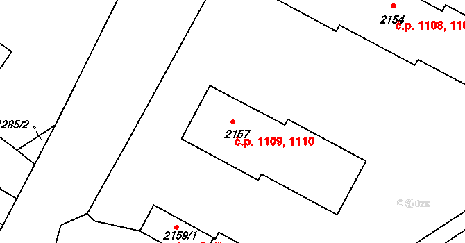 Strakonice I 1109,1110, Strakonice na parcele st. 2157 v KÚ Strakonice, Katastrální mapa