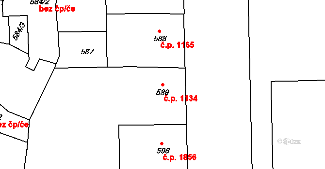 Smíchov 1134, Praha na parcele st. 589 v KÚ Smíchov, Katastrální mapa