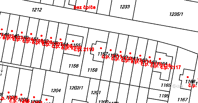 Záběhlice 2111, Praha na parcele st. 1157 v KÚ Záběhlice, Katastrální mapa