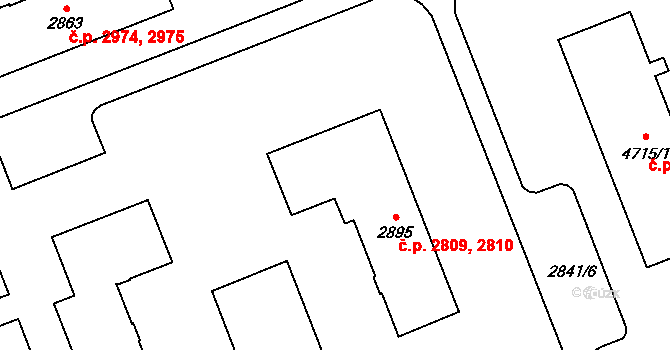 Hodonín 2809,2810 na parcele st. 2895 v KÚ Hodonín, Katastrální mapa