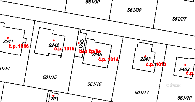 Vrchlabí 1014 na parcele st. 2345 v KÚ Vrchlabí, Katastrální mapa