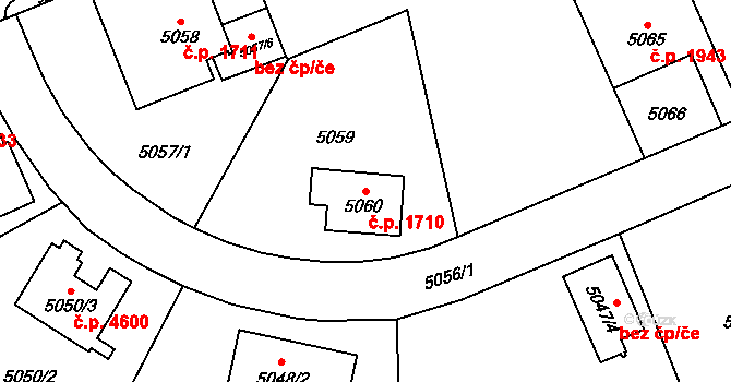 Chomutov 1710 na parcele st. 5060 v KÚ Chomutov I, Katastrální mapa