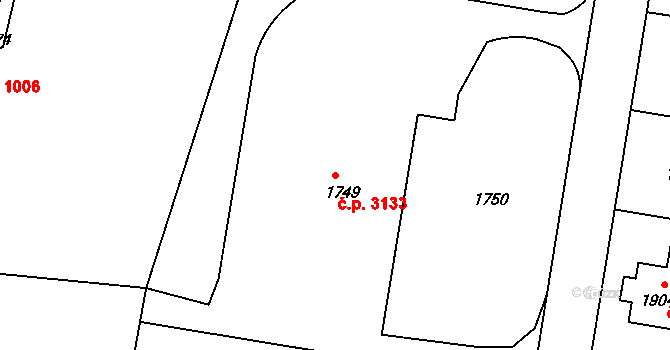 Česká Lípa 3133 na parcele st. 1749 v KÚ Česká Lípa, Katastrální mapa