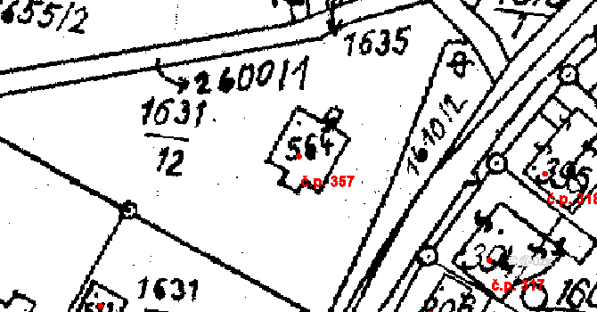 Horní Štěpánov 357 na parcele st. 564 v KÚ Horní Štěpánov, Katastrální mapa