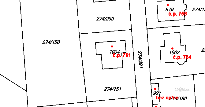 Luka nad Jihlavou 761 na parcele st. 1004 v KÚ Luka nad Jihlavou, Katastrální mapa