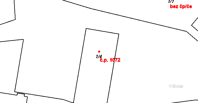 Podklášteří 1072, Třebíč na parcele st. 1/4 v KÚ Podklášteří, Katastrální mapa