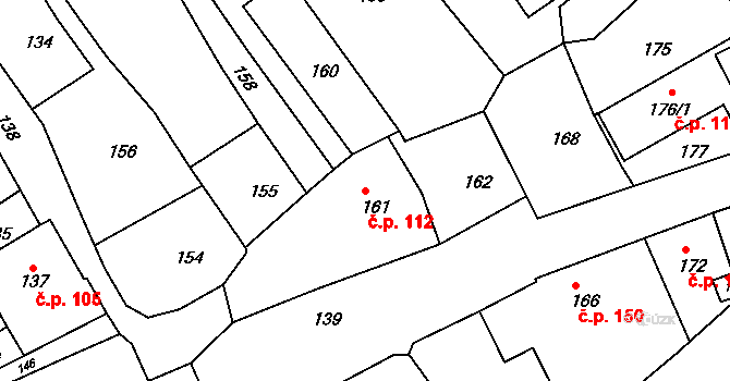 Břidličná 112 na parcele st. 161 v KÚ Břidličná, Katastrální mapa